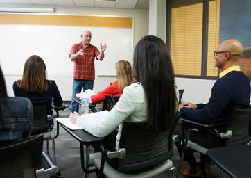 Lecturing in a classroom
