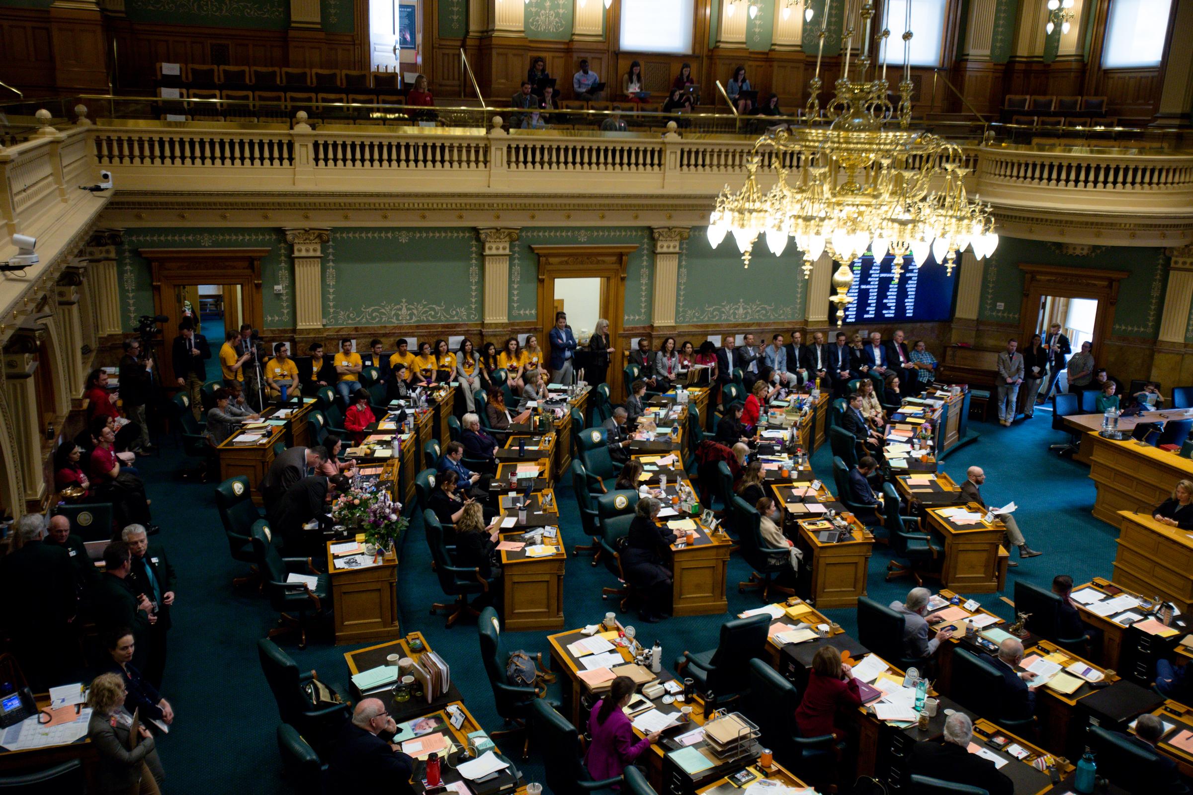 Legislative session at the state capitol.