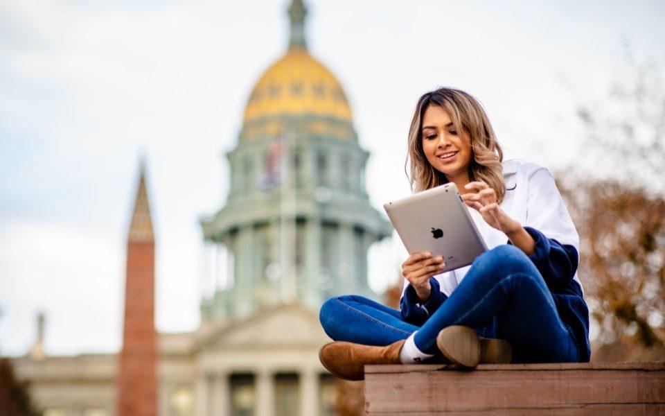 MSU Denver Online student studying remotely for an international business degree